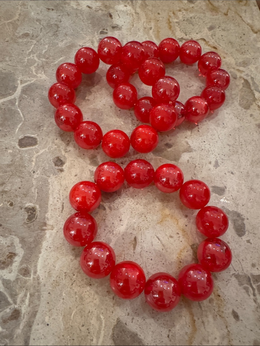 Red Beaded Stretch Bracelet - Women Jewelry